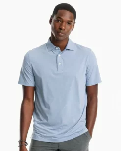 Southern Tide Sawgrass Stripe Perf Polo (Blue Ridge) Tops