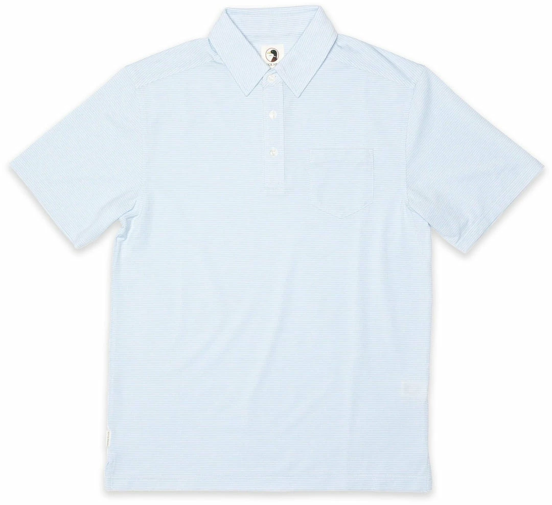 Duckhead Tops Chapman Stripe Performance Polo (Sky Blue) 3 Duckhead Tops Chapman Stripe Performance Polo (Sky Blue)
