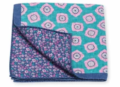 R. Hanauer Aqua Medallions & Floral Pocket Square