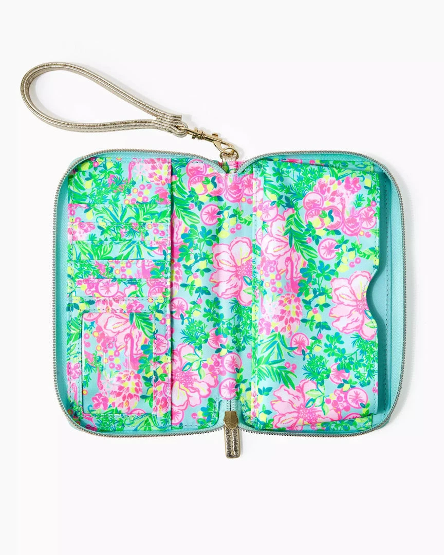 Lilly Pulitzer Tiki Palm Wristlet (Fruity Flamingo Access) 4 Lilly Pulitzer Tiki Palm Wristlet (Fruity Flamingo Access)