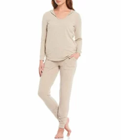 Barefoot Dreams Gifts For Her Luxe Lounge Scrunch Hoodie (Heathered Oatmeal)