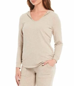 Barefoot Dreams Gifts For Her Luxe Lounge Scrunch Hoodie (Heathered Oatmeal)