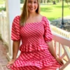 OO Boutique Smocked Top (Red Pattern) Tops