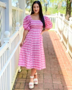 Olivia James The Label Bridget Dress (Country Plaid Pink) Dresses