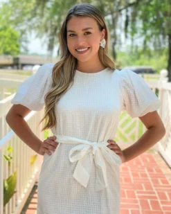 English Factory Dresses Check Print Mini Dress (White)