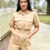 English Factory Dresses Utility Romper (Beige)