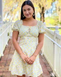 OO Boutique Dresses Bustier Dress (Daisy Print)