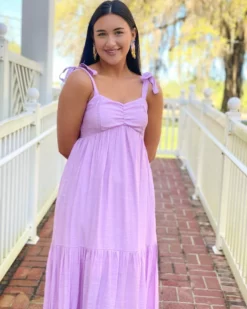 OO Boutique Dresses Bustier Maxi Dress (Lilac)