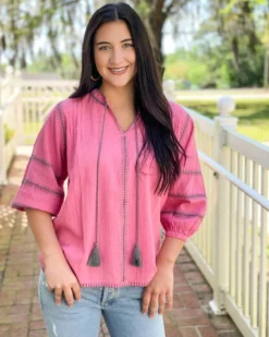 Ivy Jane Tops Stitch Me Up Top (Pink)