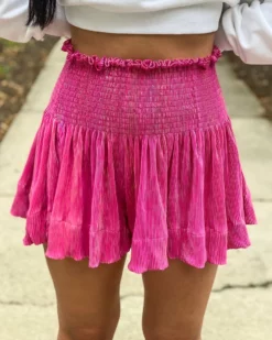 Queen Of Sparkles Bottoms Pleat Swing Short (Hot Pink)