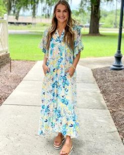 Uncle Frank Retro Midi Dress (Blue) Dresses