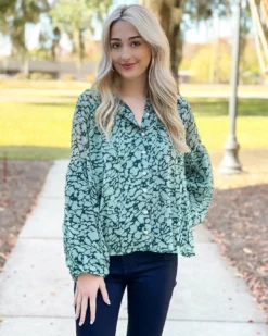 Olivia James The Label Emory Blouse (Geo Spot) Tops
