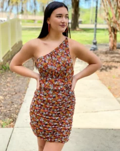 OO Boutique Asymmetrical Mini Dress (Floral Daisy)