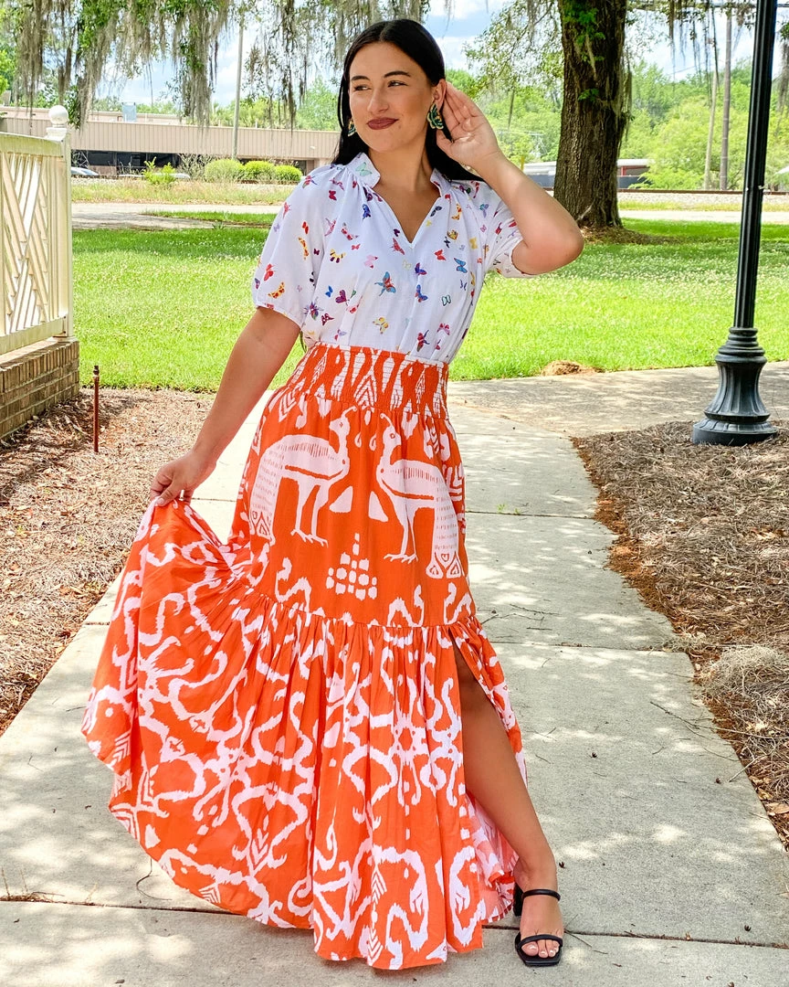Sheridan French Bottoms Madelyn Skirt (Tangerine + White Peacock) 3 Sheridan French Bottoms Madelyn Skirt (Tangerine + White Peacock)