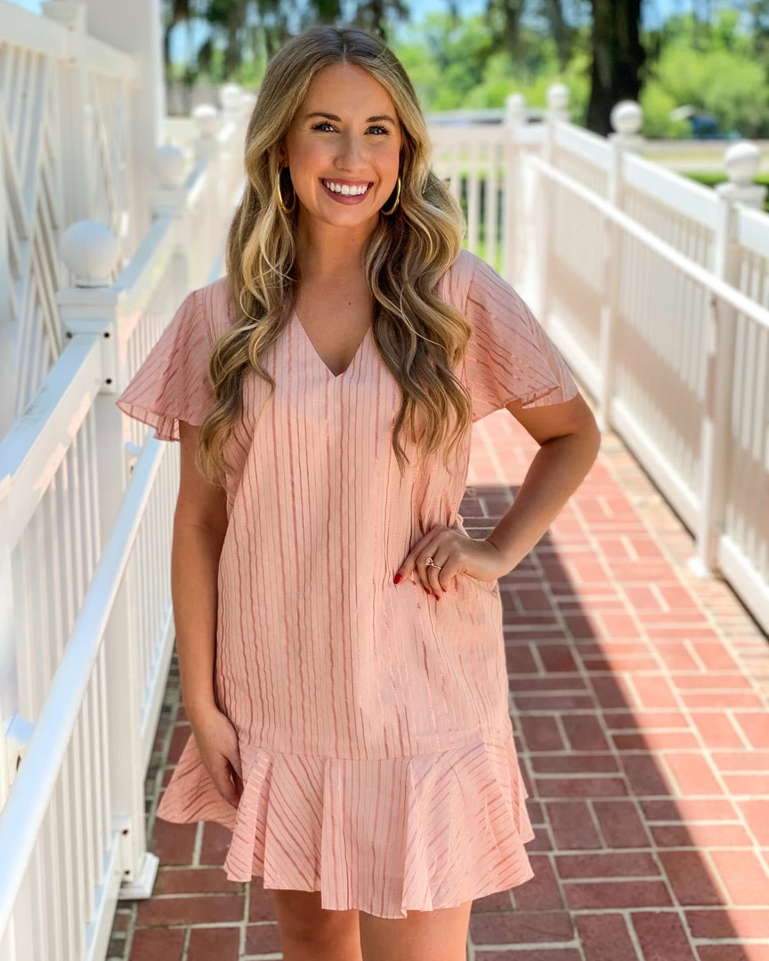 Anna Cate Veronica Dress (Blush Metallic Stripe) 3 Anna Cate Veronica Dress (Blush Metallic Stripe)