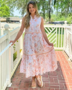 Olivia James The Label Ro Long Dress (Toile Coral) Dresses