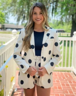 OO Boutique Polka Dot Blazer (Ivory)