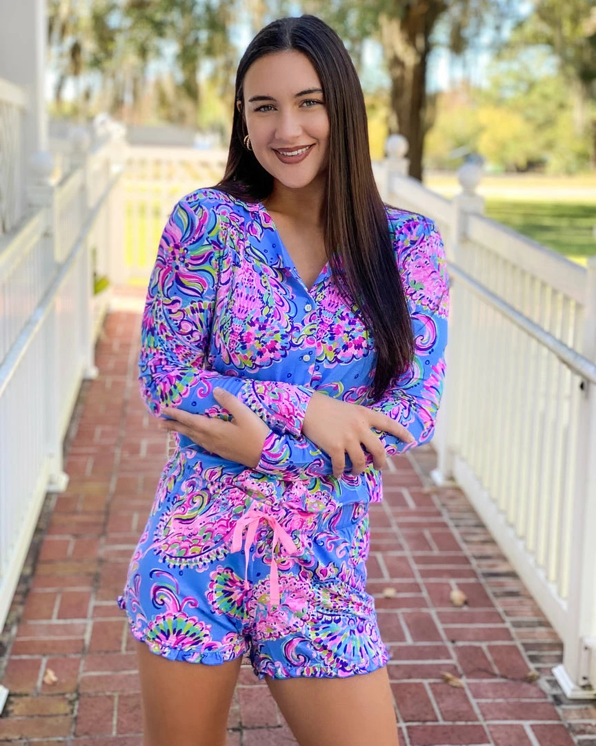 Lilly Pulitzer PJ Knit LS Button-Up Top (Mermaid Grotto) 3 Lilly Pulitzer PJ Knit LS Button-Up Top (Mermaid Grotto)