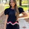 Queen Of Sparkles Wavy Short Set (Black/Red) Tops