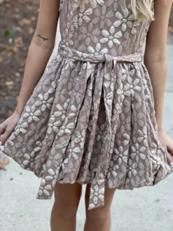 TCEC Stretch Jacquard Dress (Taupe)