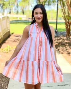 Olivia James The Label Ro Short Dress (Wide Stripe) Dresses