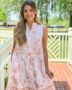 Olivia James The Label Ro Long Dress (Toile Coral) Dresses