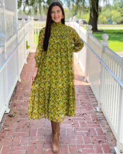 Olivia James The Label Piper Dress (Liberty Celery)