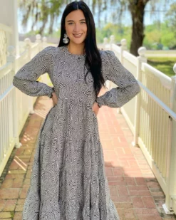 Wild Pony Dresses Tiered Midi Dress (Psychedelic)