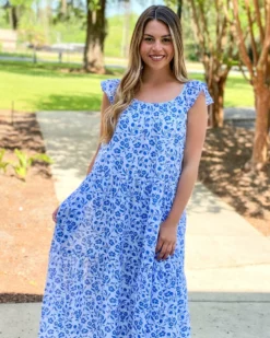 Olivia James The Label Milly Dress (Picnic Floral Blueberry)