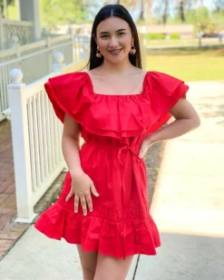 OO Boutique Convertible Neckline Mini Dress (Red) Dresses