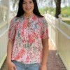 Jade Ruffles Tie Front Top (Pink Garden) 1 Jade Ruffles Tie Front Top (Pink Garden)