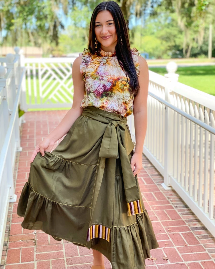 Marie Oliver Tanya Wrap Skirt (Juniper Green) 3 Marie Oliver Tanya Wrap Skirt (Juniper Green)