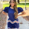 OO Boutique Wavy Short Set (Navy/Orange)