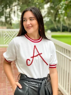 Queen Of Sparkles Alabama 'A' Sweater (White)