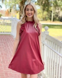 TCEC High Neck Dress (Burgundy) Dresses