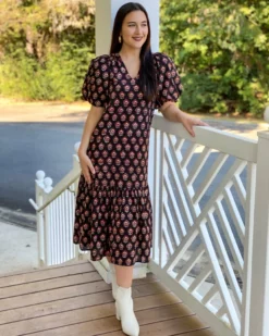 Anna Cate Myers Maxi (Black Print) Dresses