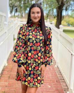 OO Boutique Floral Print Satin Mini Shirt Dress 11 OO Boutique Floral Print Satin Mini Shirt Dress