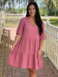 Dylan Gauze Shea Dress (Rosewood) Dresses