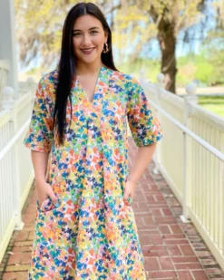 Brooke Wright Designs Henriette Caftan Dress (Ditzy Florals) Dresses