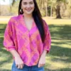 Ivy Jane Embroidered Popover Top (Hot Pink) 1 Ivy Jane Embroidered Popover Top (Hot Pink)