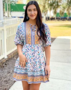 OO Boutique Dresses Tiered Dress (Boho Floral)