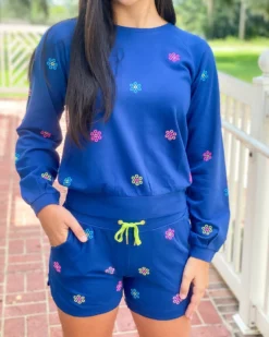 Lilly Pulitzer Landyn Sweatshirt (Ditsy Daisy Embroidery) Tops