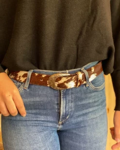 Only Options Cow Print With Silver Buckle Belt Accessories