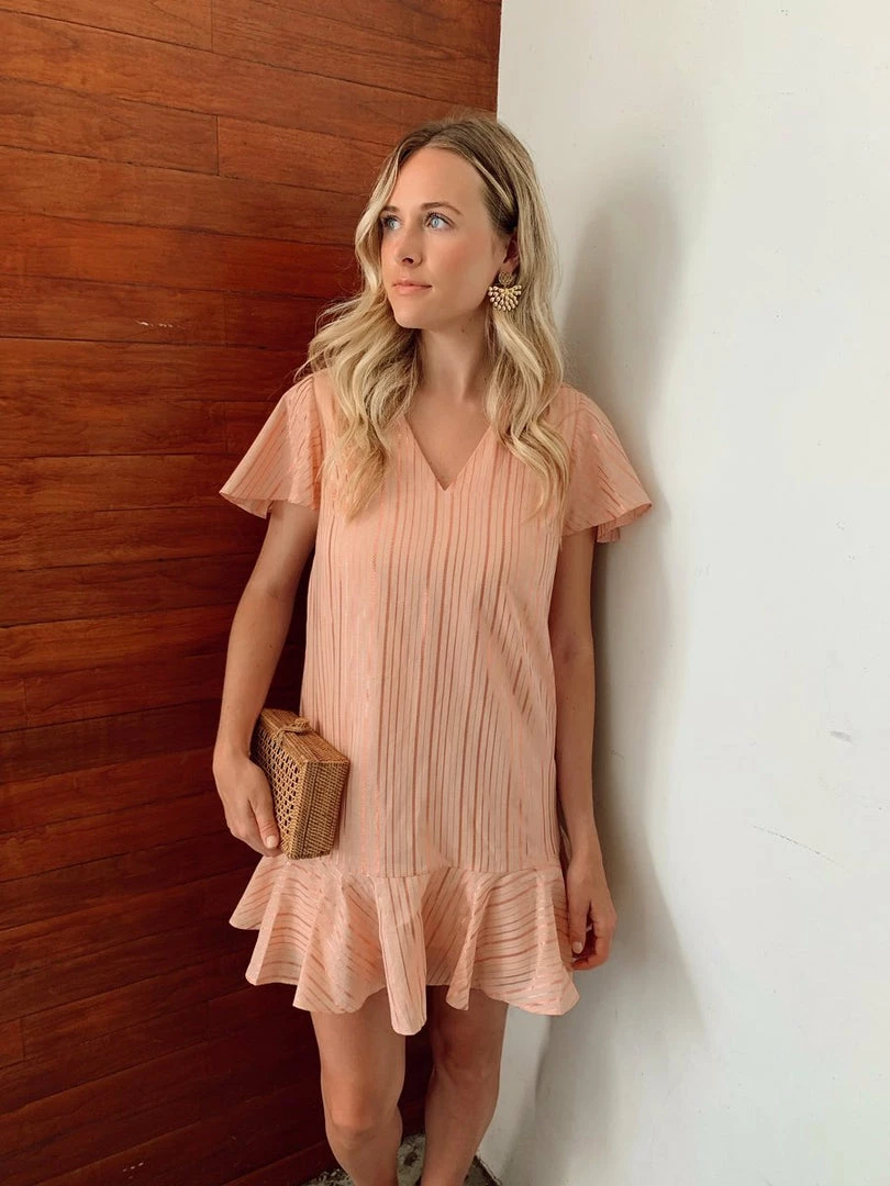 Anna Cate Veronica Dress (Blush Metallic Stripe) 5 Anna Cate Veronica Dress (Blush Metallic Stripe)