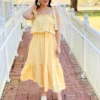 English Factory Midi Dress With Tied Shoulder (Yellow) 2 English Factory Midi Dress With Tied Shoulder (Yellow)