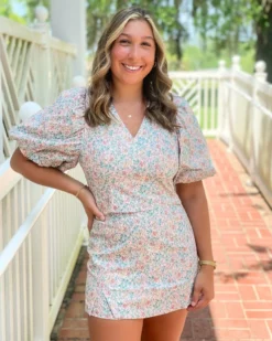 OO Boutique Floral Cut Detail Mini Skort (Pink Multi)