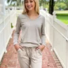 Barefoot Dreams Gifts For Her Luxe Lounge Scrunch Hoodie (Heathered Oatmeal)