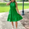 Jade Button Tiered Dress (Green) Dresses 2 Jade Button Tiered Dress (Green) Dresses