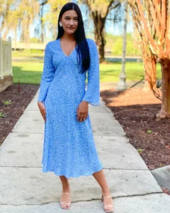 Fresha London Gloria Dress (Blue Daisy)