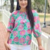 OO Boutique Peasant Blouse (Pink Rose)